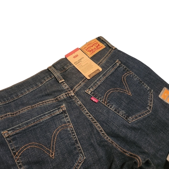 Levi's Mid Length Shorts Blue Jean Shorts Denim Cutoff Distressed Hypersoft - Picture 12 of 15